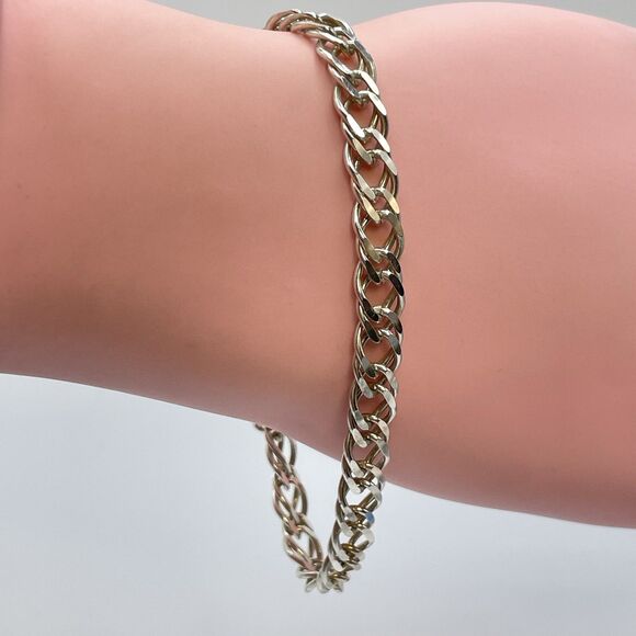 925 Sterling Silver Curb Cuban Chain Bracelet Statement Classic Timeless
